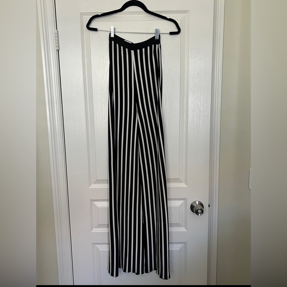 House of CB mistress rocks striped wide leg knit long pants size XS